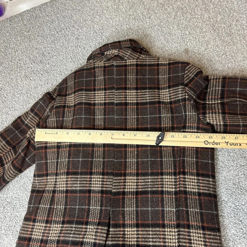 Janie And Jack Pea Coat Kids 4-5 Brown Plaid Wool Faux Fur Lined Winter‎ preppy - Picture 12 of 13